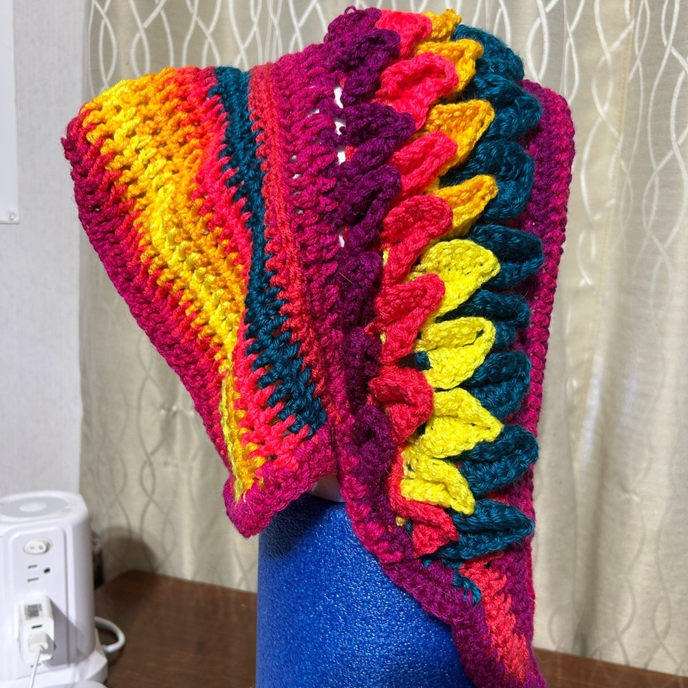 Funky Hand Crocheted Winter Hat Using Dragon Stitch - Picture 5 of 5